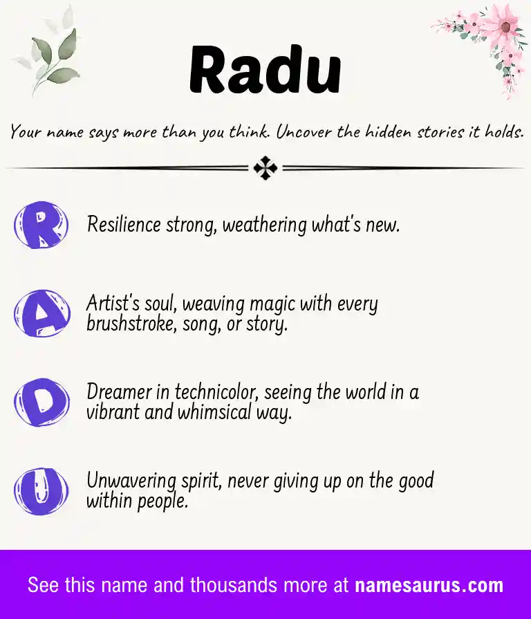 Acrostic poem about Radu.