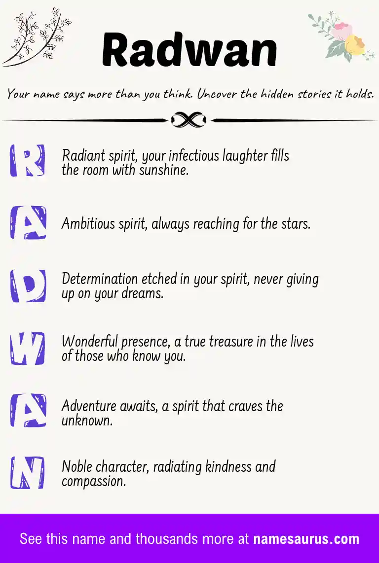 Acrostic poem about Radwan.