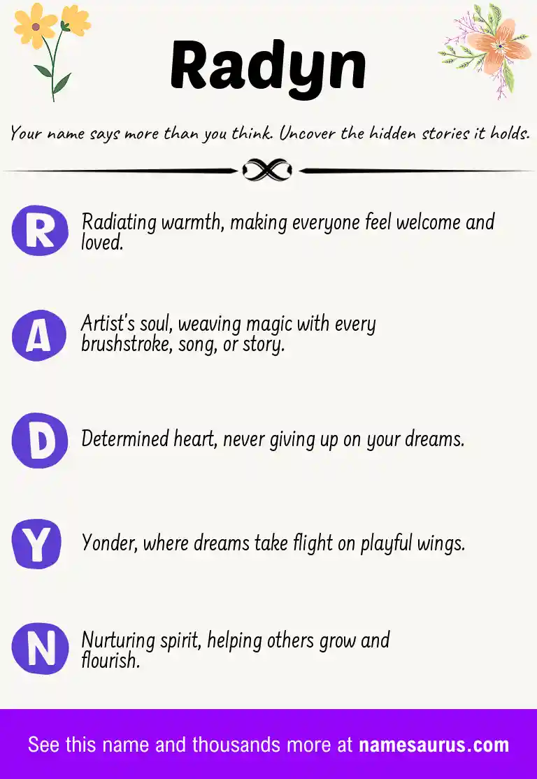 Acrostic poem about Radyn.