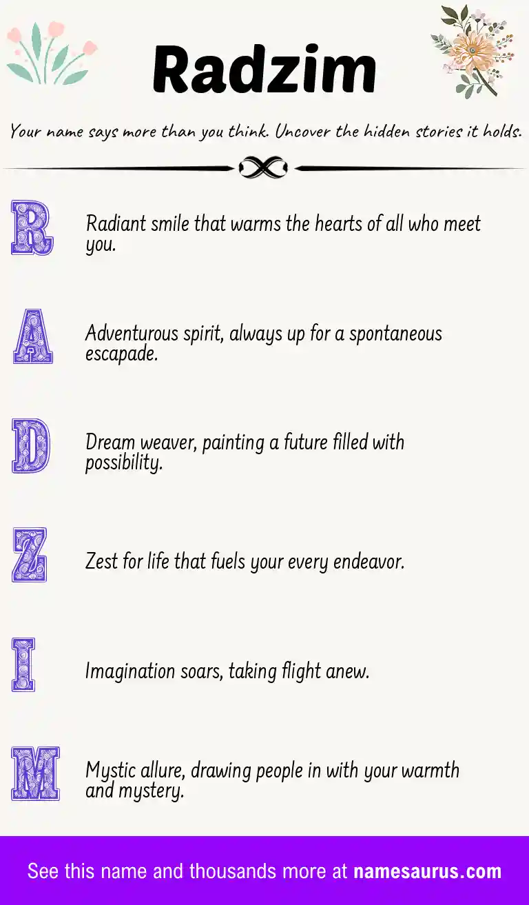 Acrostic poem about Radzim.