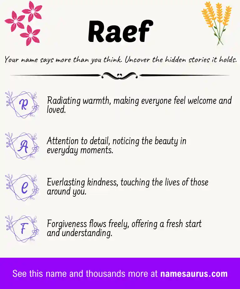 Acrostic poem about Raef.