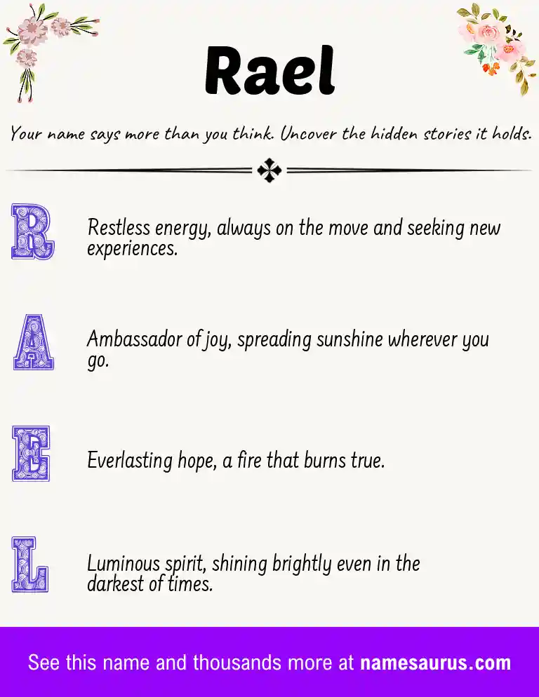 Acrostic poem about Rael.