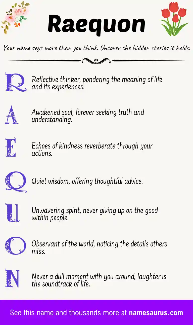 Acrostic poem about Raequon.