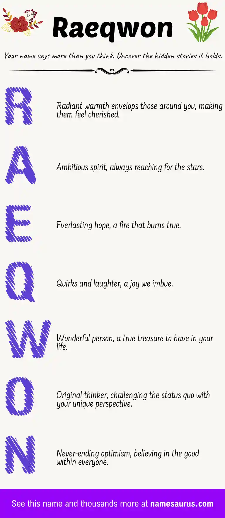 Acrostic poem about Raeqwon.