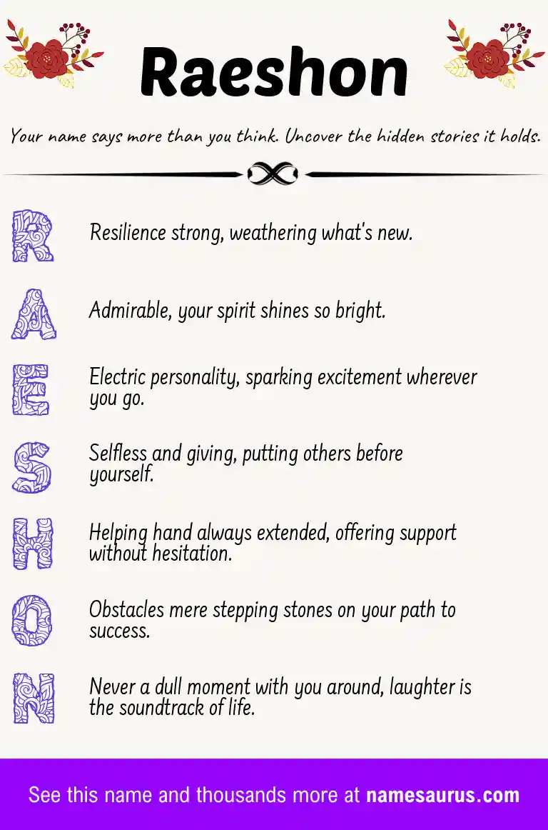 Acrostic poem about Raeshon.