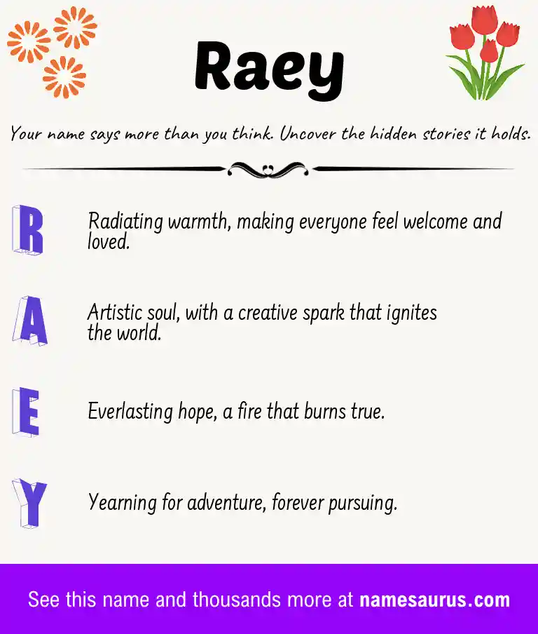 Acrostic poem about Raey.
