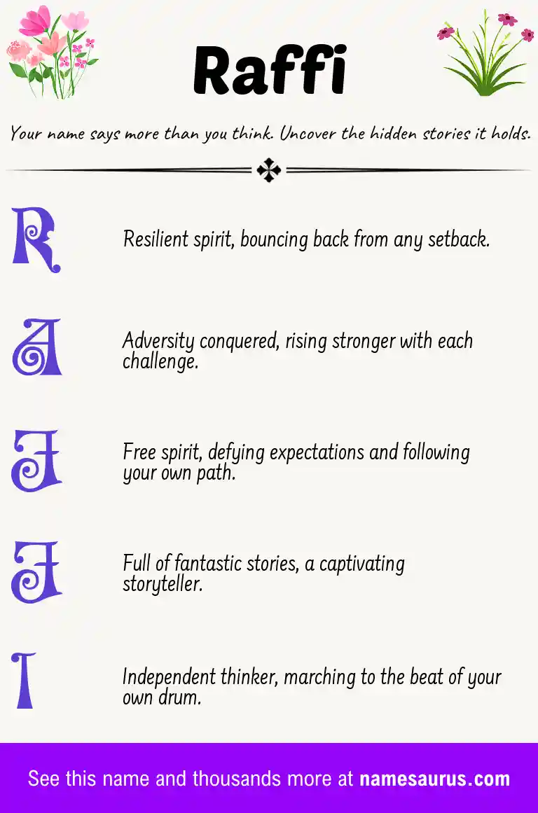 Acrostic poem about Raffi.