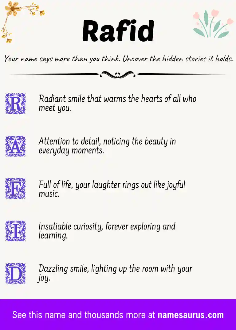 Acrostic poem about Rafid.
