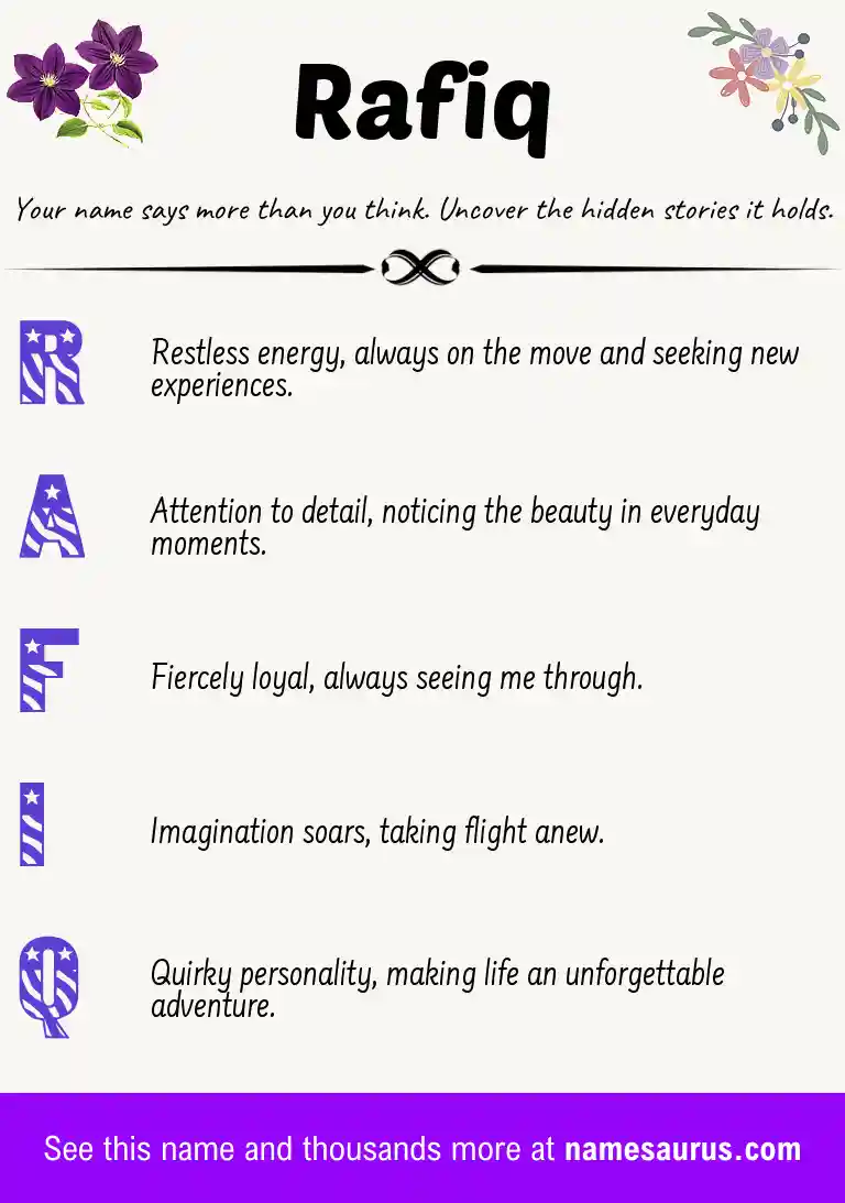 Acrostic poem about Rafiq.