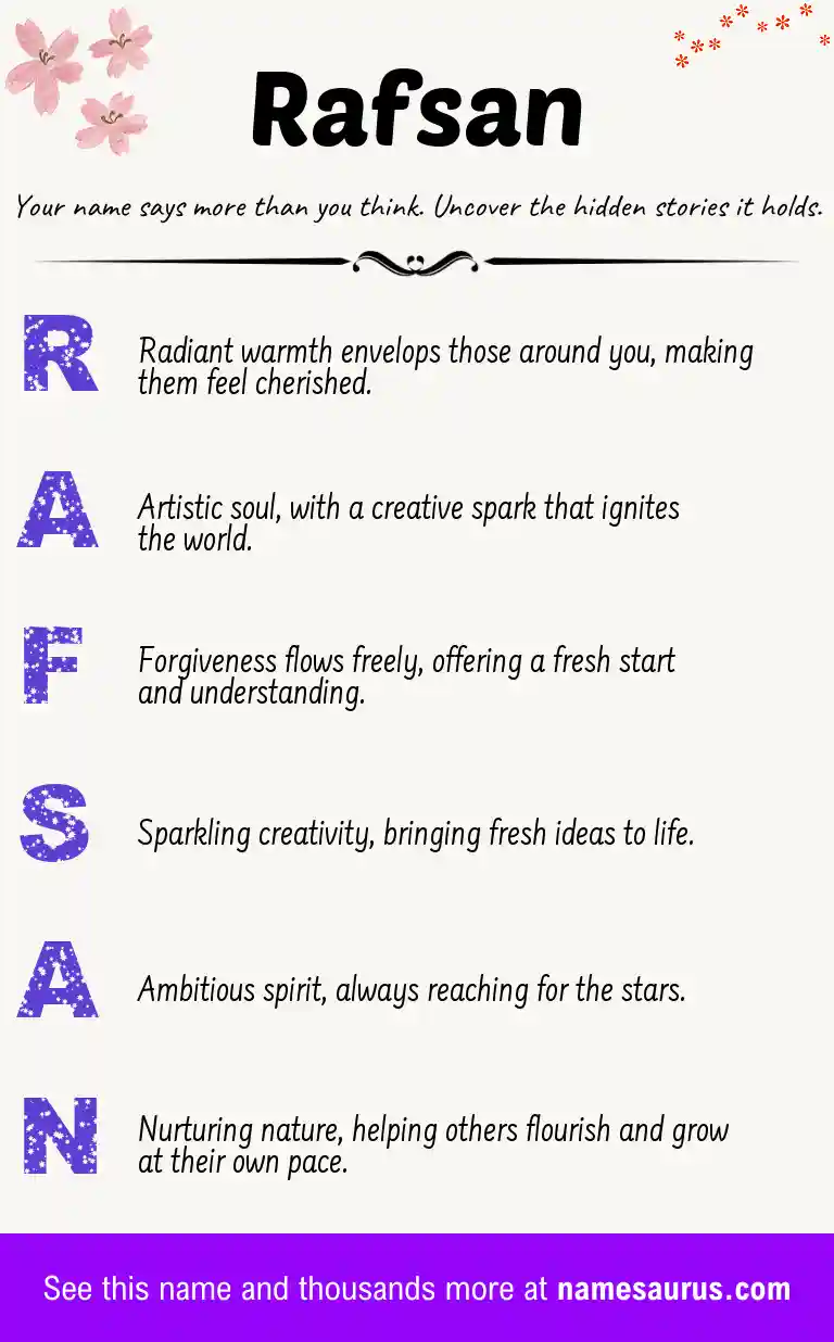 Acrostic poem about Rafsan.