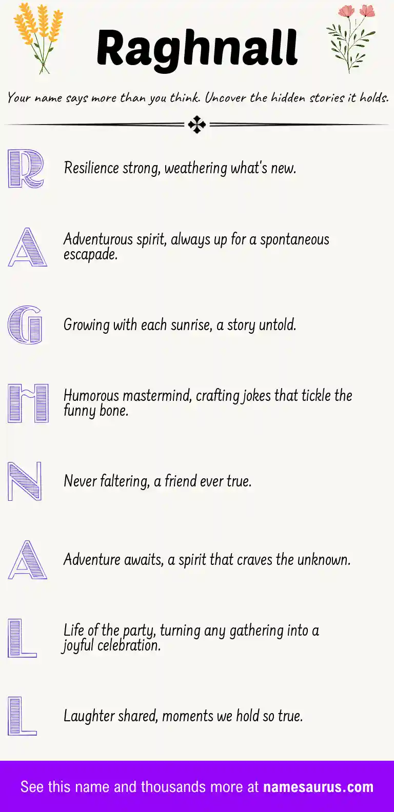 Acrostic poem about Raghnall.