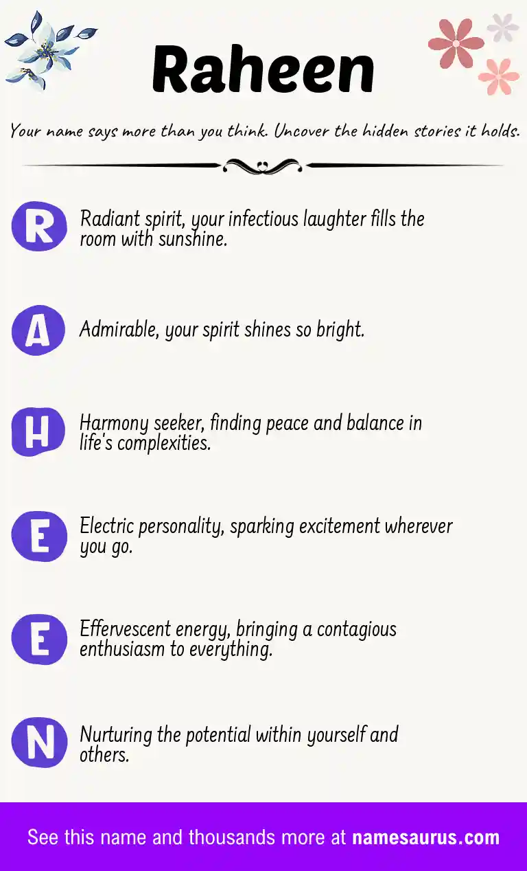 Acrostic poem about Raheen.