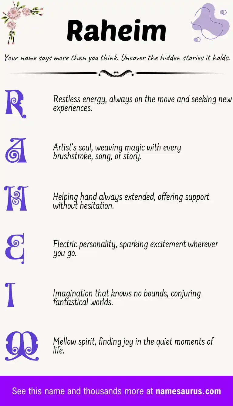 Acrostic poem about Raheim.