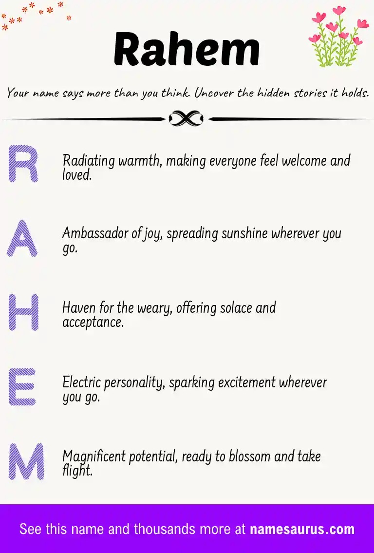 Acrostic poem about Rahem.