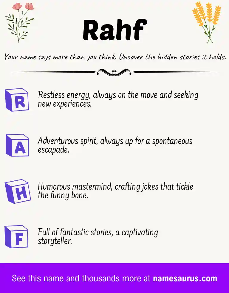 Acrostic poem about Rahf.