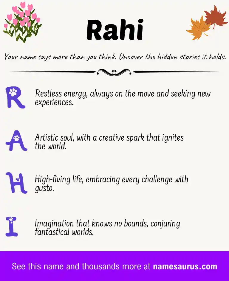 Acrostic poem about Rahi.