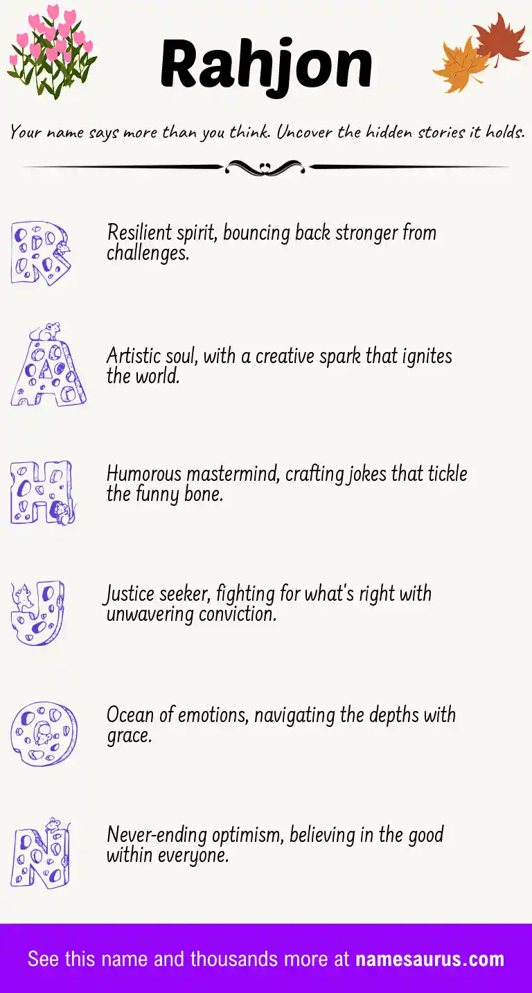Acrostic poem about Rahjon.