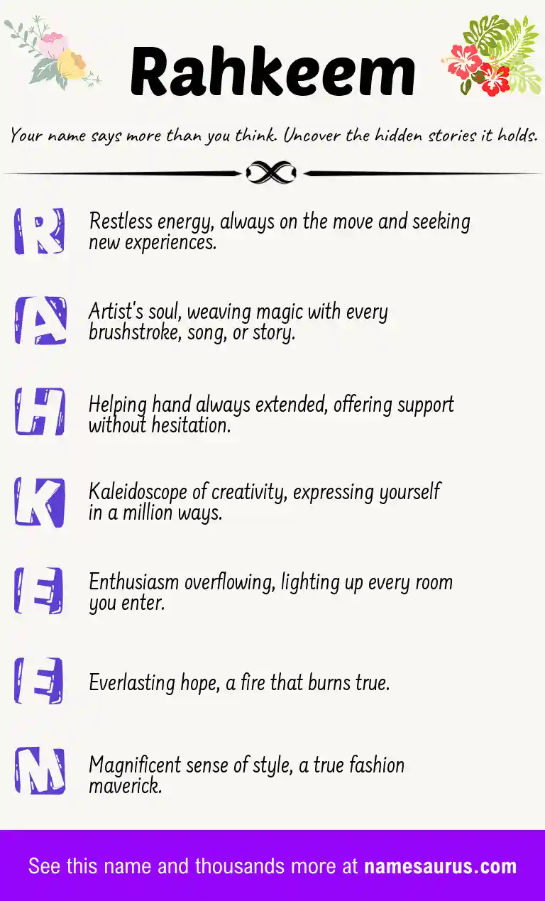 Acrostic poem about Rahkeem.