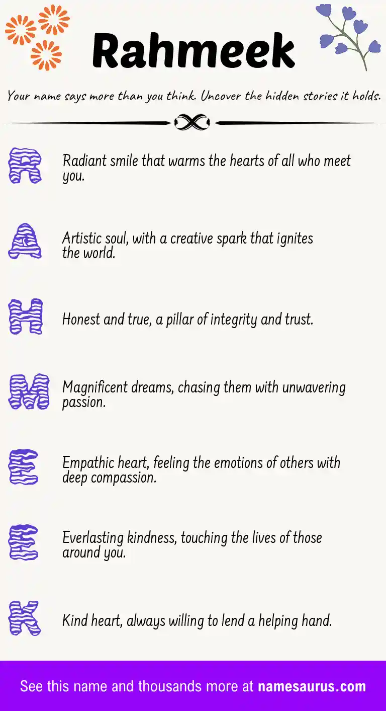 Acrostic poem about Rahmeek.