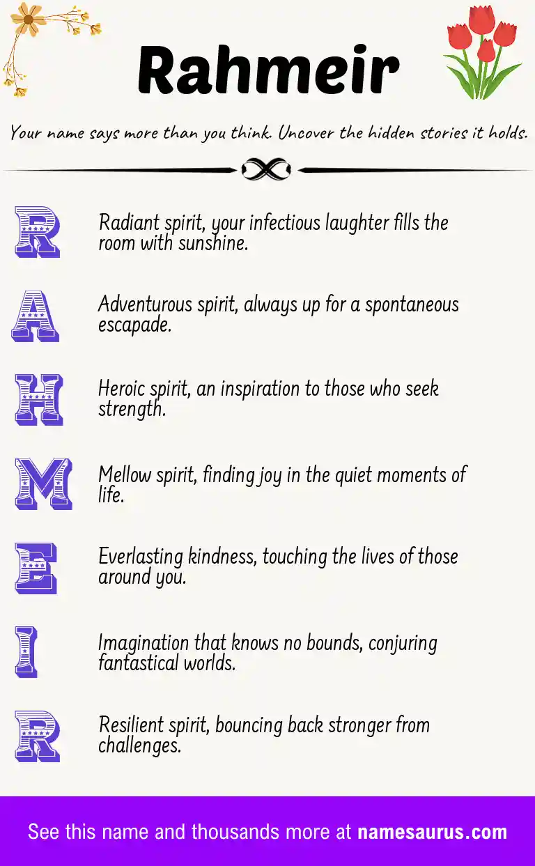 Acrostic poem about Rahmeir.