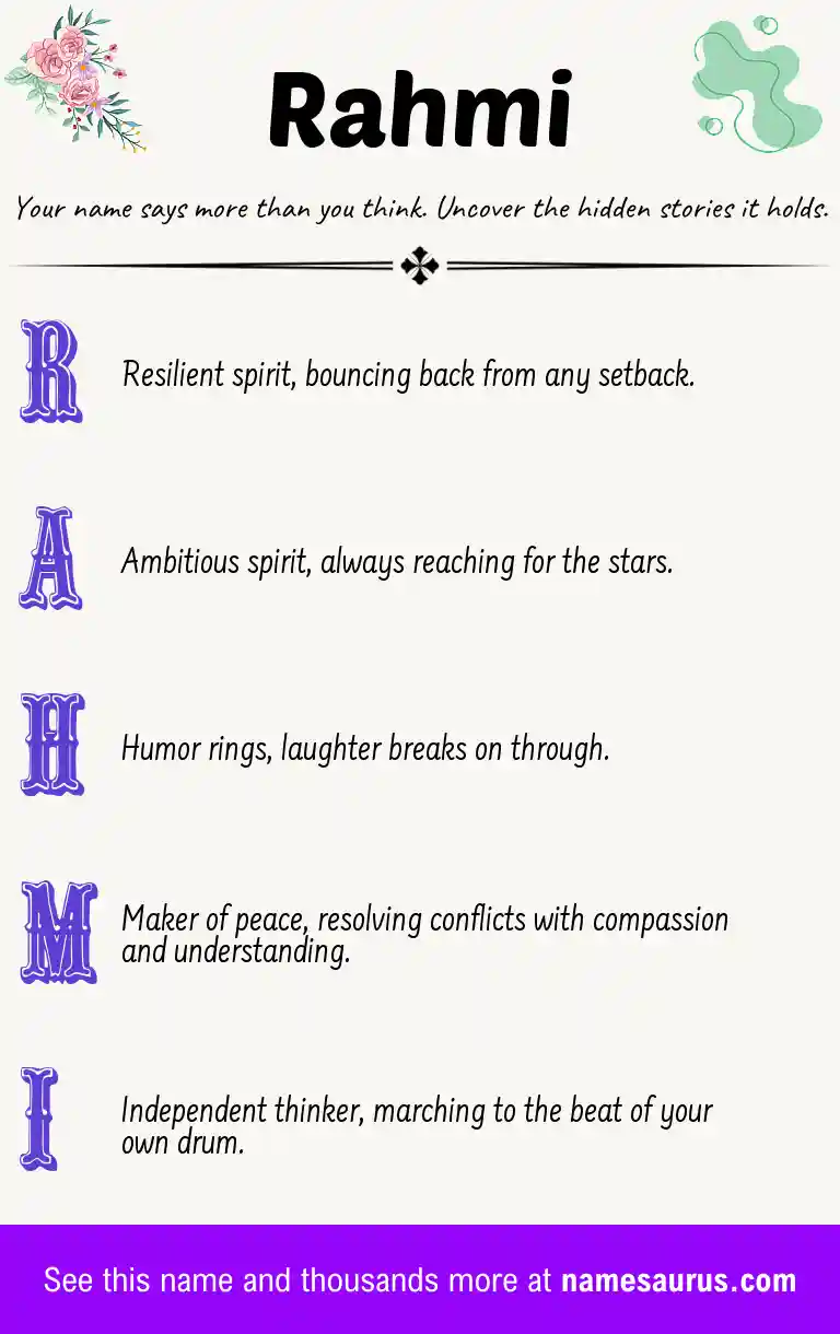 Acrostic poem about Rahmi.