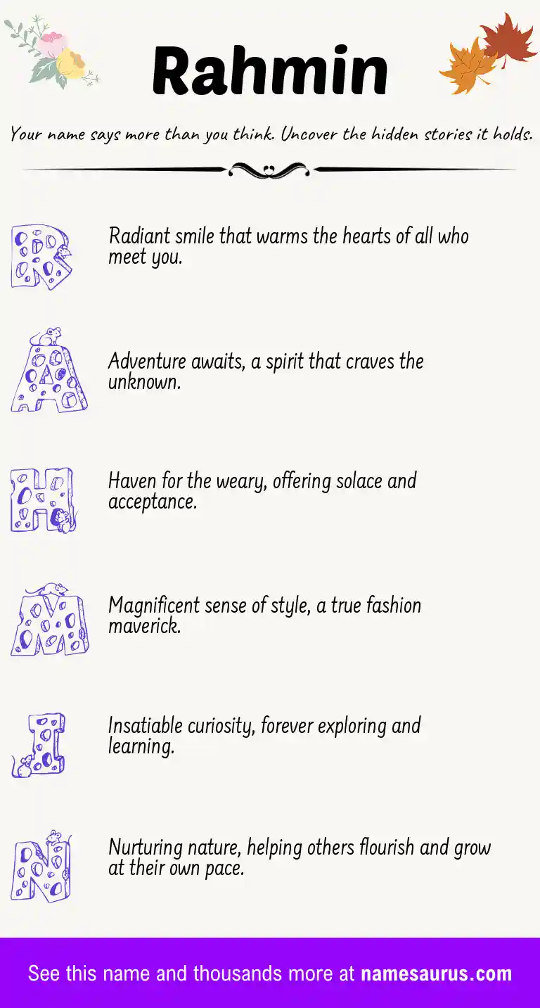 Acrostic poem about Rahmin.