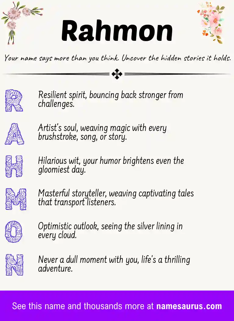 Acrostic poem about Rahmon.