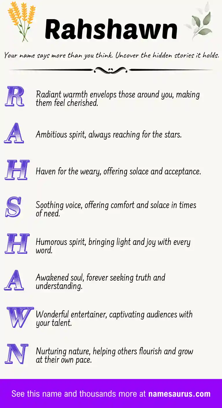 Acrostic poem about Rahshawn.