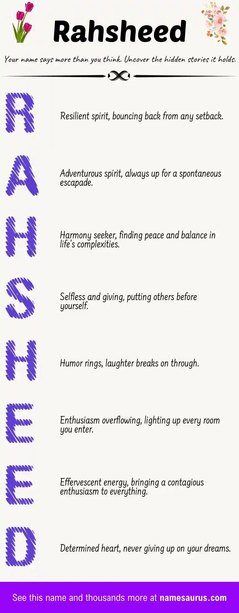 Acrostic poem about Rahsheed.