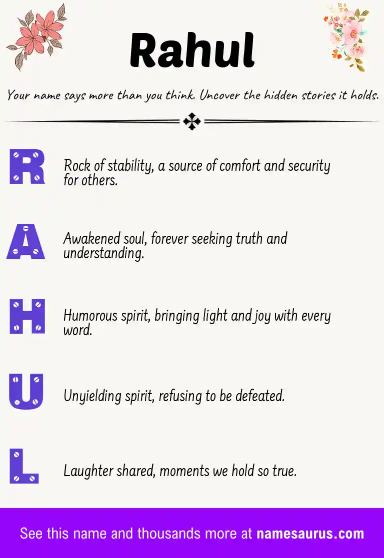 Acrostic poem about Rahul.