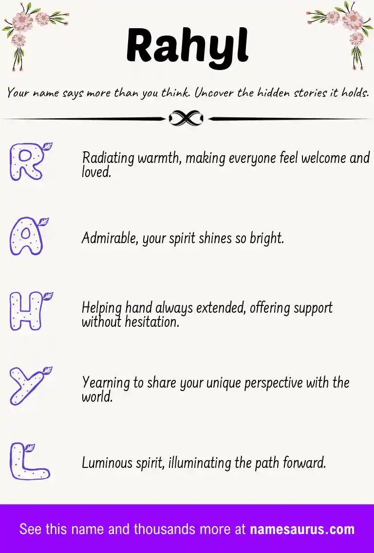 Acrostic poem about Rahyl.