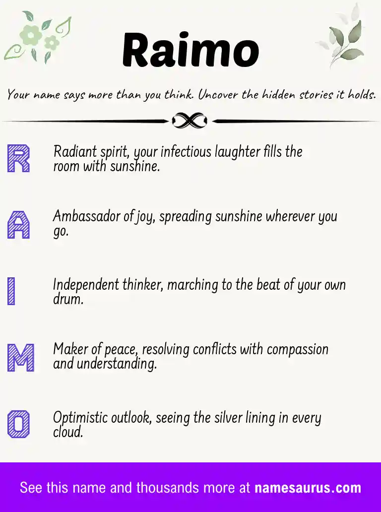 Acrostic poem about Raimo.