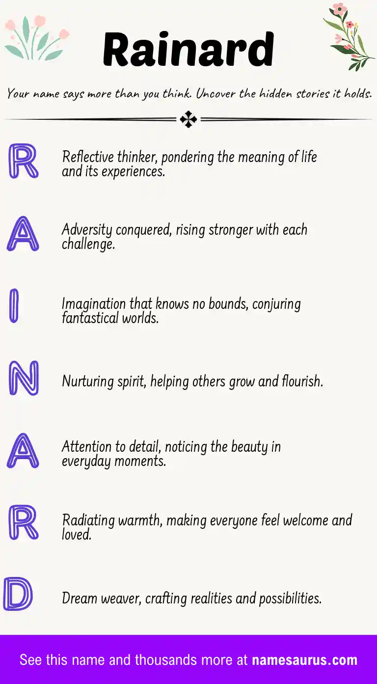 Acrostic poem about Rainard.