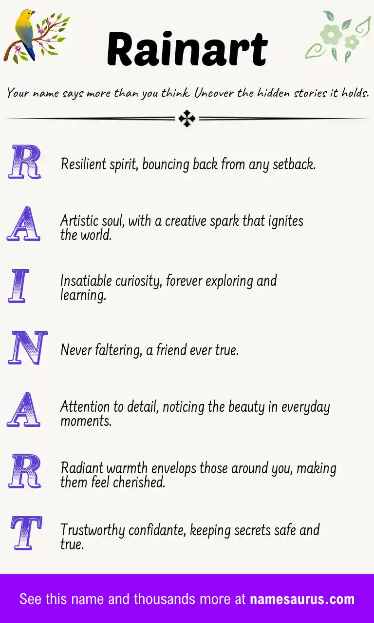 Acrostic poem about Rainart.