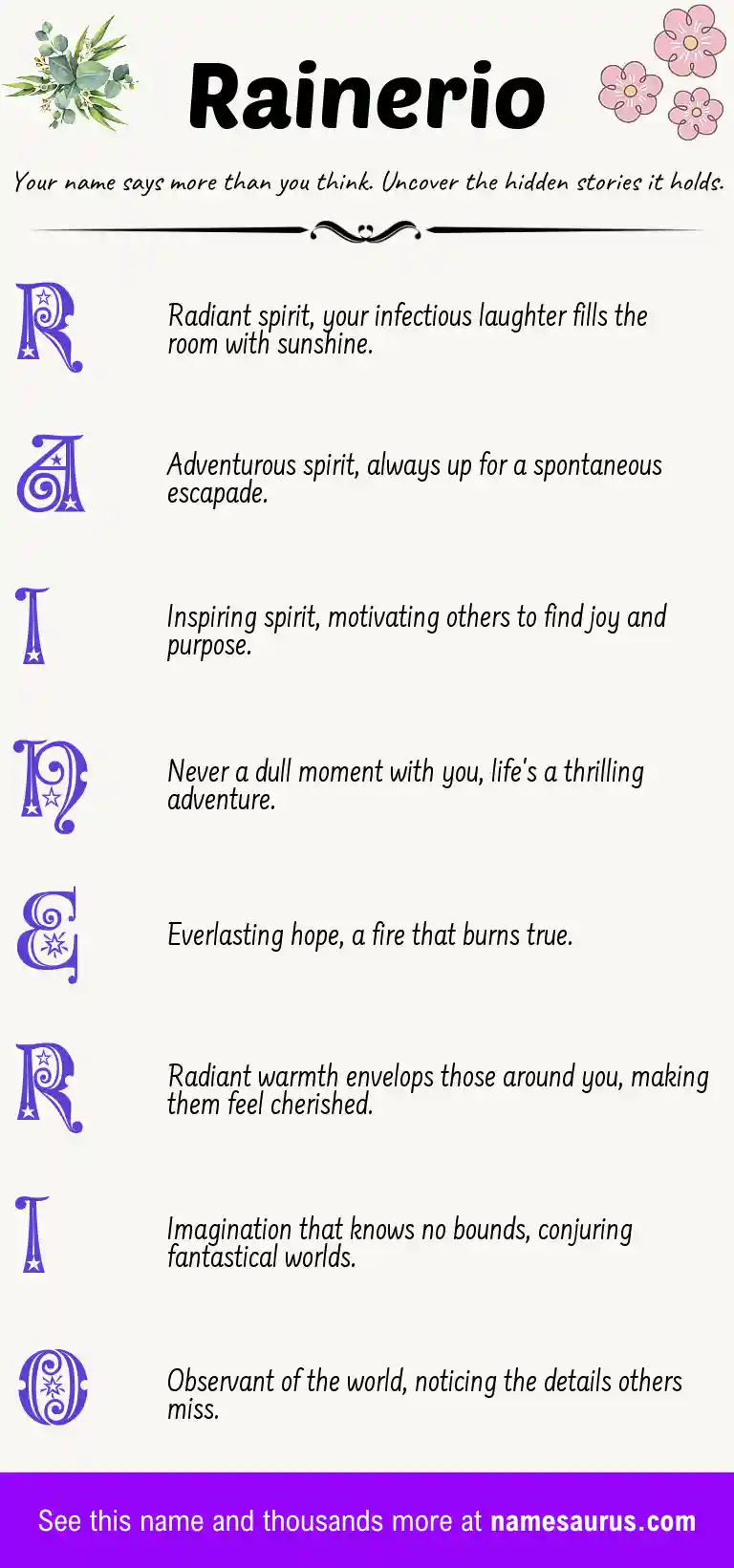 Acrostic poem about Rainerio.