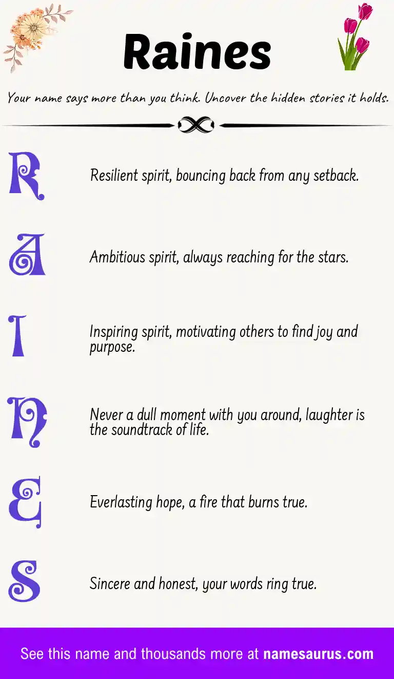 Acrostic poem about Raines.