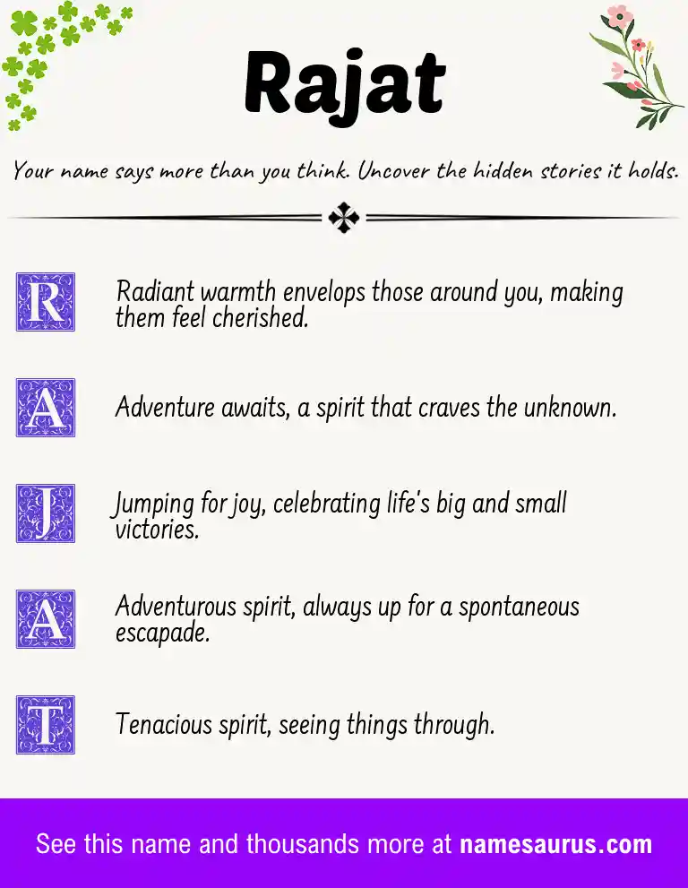 Acrostic poem about Rajat.