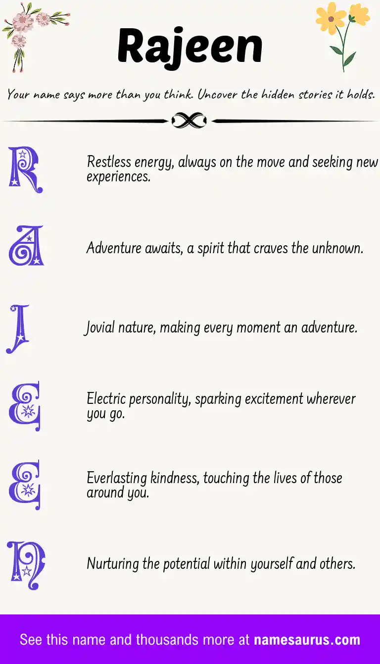 Acrostic poem about Rajeen.
