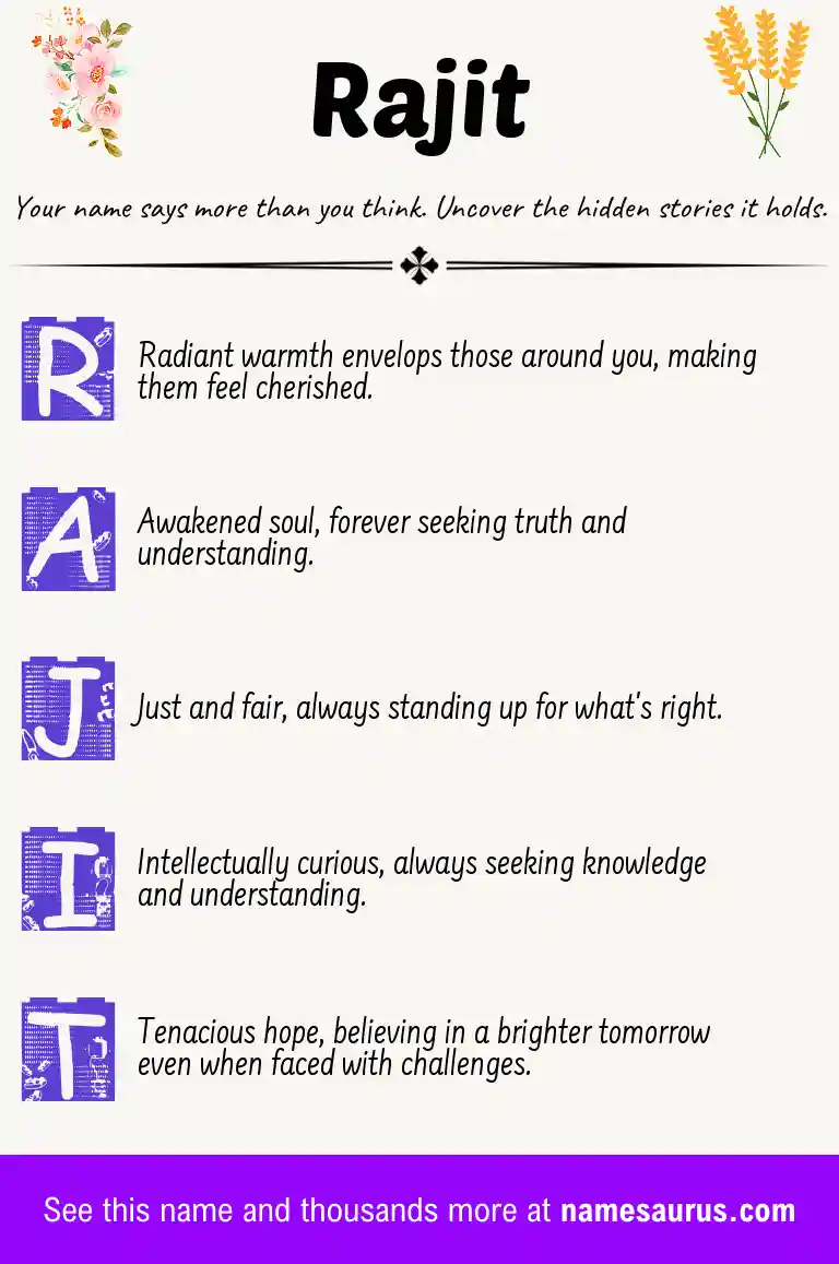 Acrostic poem about Rajit.