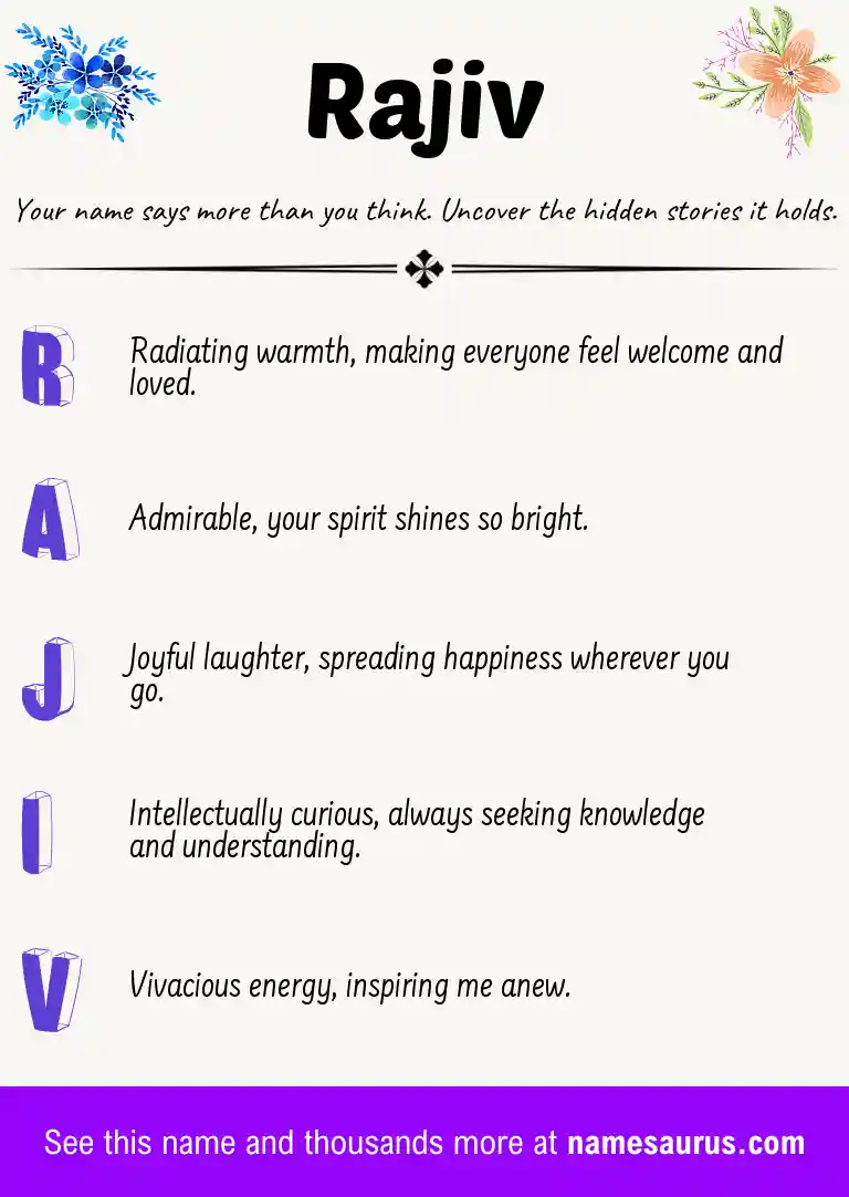 Acrostic poem about Rajiv.