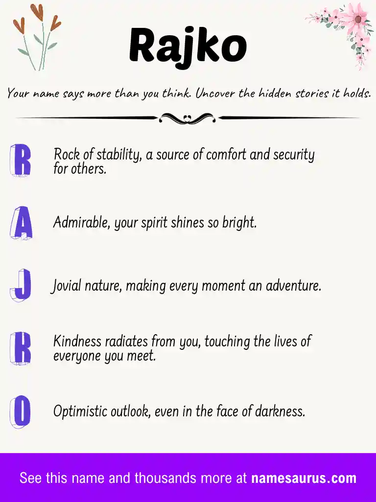 Acrostic poem about Rajko.