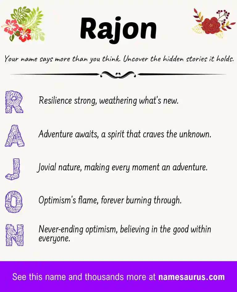 Acrostic poem about Rajon.