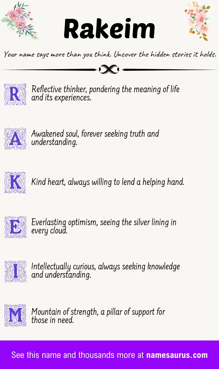 Acrostic poem about Rakeim.