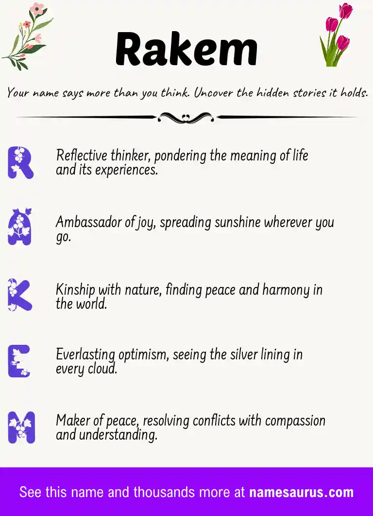 Acrostic poem about Rakem.