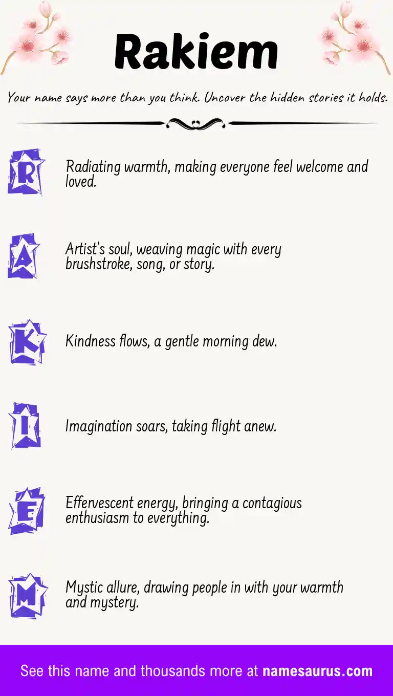 Acrostic poem about Rakiem.