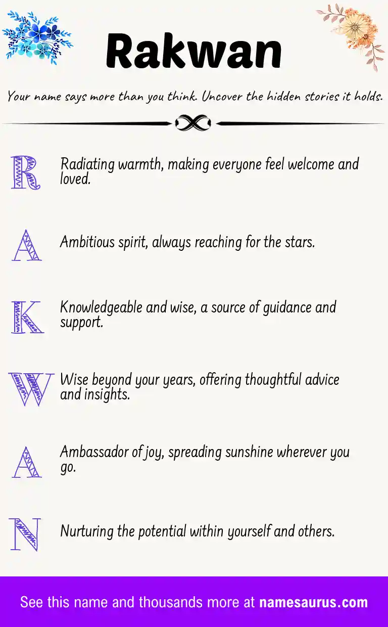 Acrostic poem about Rakwan.