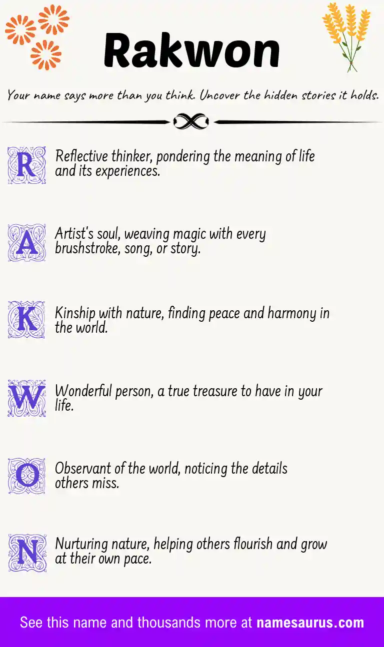 Acrostic poem about Rakwon.
