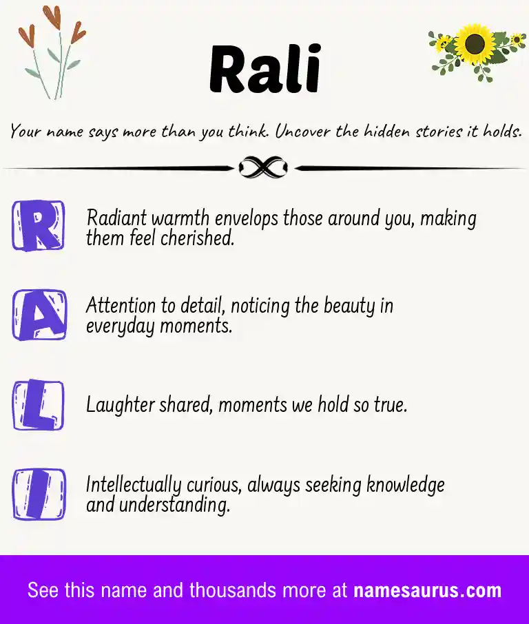 Acrostic poem about Rali.