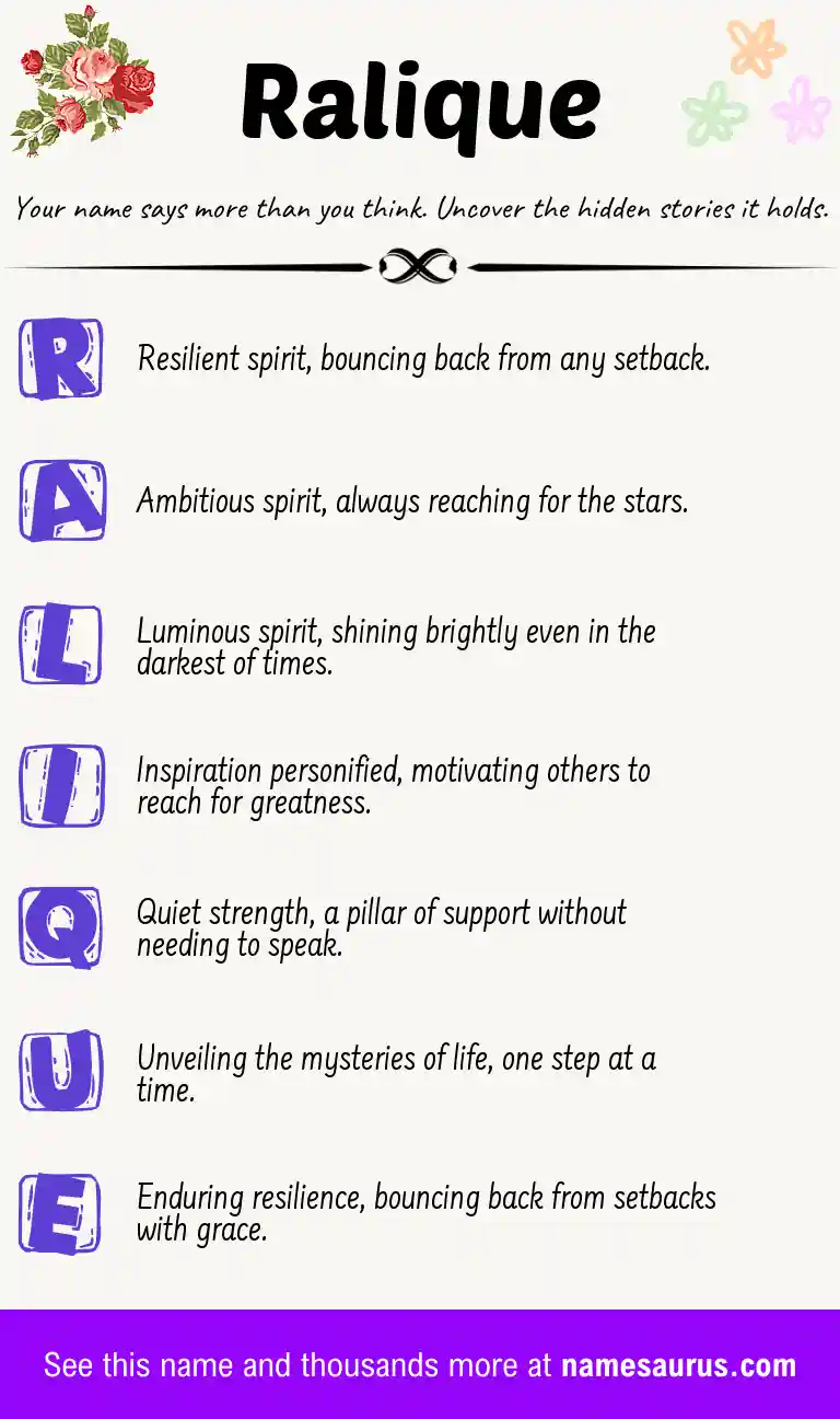 Acrostic poem about Ralique.
