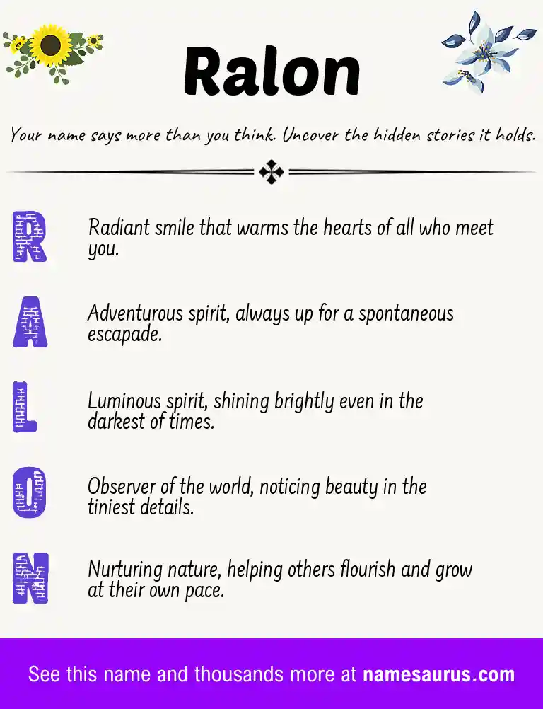 Acrostic poem about Ralon.